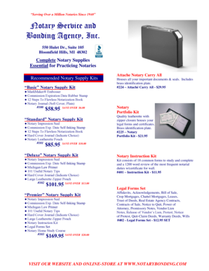 Michigan Notary Supply Kit Order Form