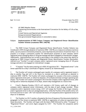 IMO Unique Company and Registered Owner Identification Number Request