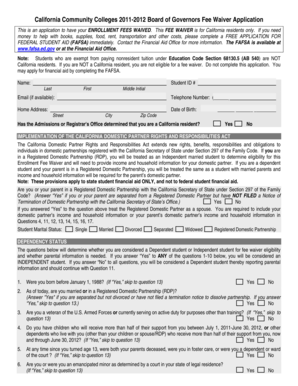California Community Colleges Board of Governors Fee Waiver Application