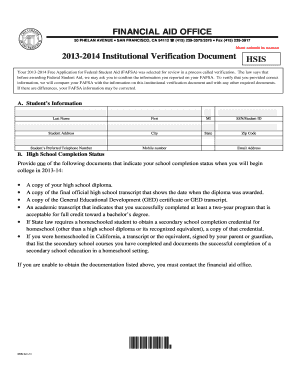 2013-2014 Institutional Verification Document