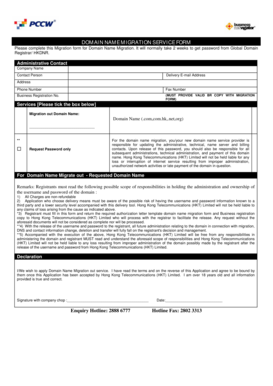 Domain Name Migration Service Form