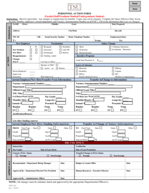 Personnel Action Form