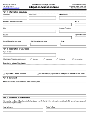 Litigation Questionnaire