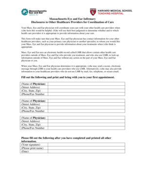 Massachusetts Eye and Ear Healthcare Provider Disclosure Form