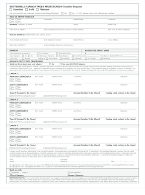 Butterfield AAdvantage MasterCard Transfer Request