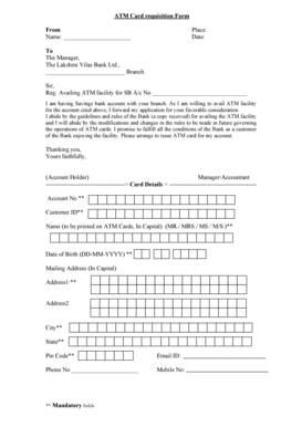 ATM Card Requisition Form