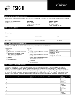 First Trust Retirement IRA Application