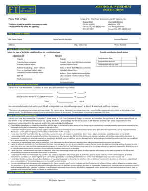Additional Investment Instructions Form