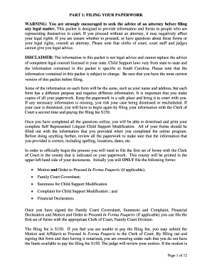 South Carolina Child Support Modification Forms