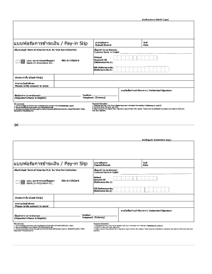 Bank of Ayudhya Pay-in Slip