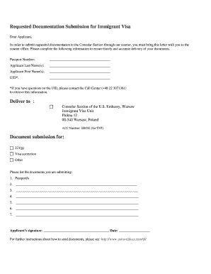 Immigrant Visa Document Submission Form