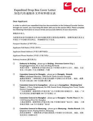 Expedited Drop Box Cover Letter