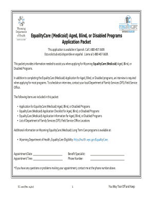 Wyoming EqualityCare Medicaid Application