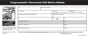 Programmable Thermostat Mail-In Rebate Form