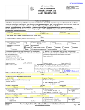 US Immigrant Visa Application DS-230