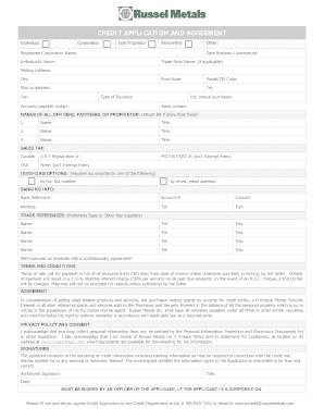 Credit Application and Agreement