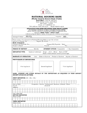NHB Sunidhi Term Deposit Application Form