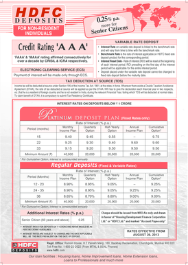 HDFC Variable Rate Deposit Form