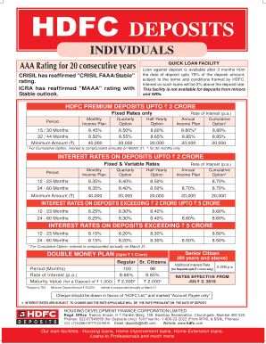 HDFC Deposit Application Form