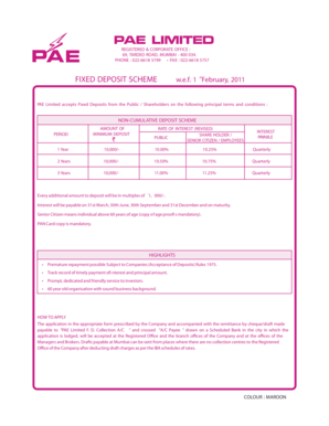 PAE Limited Fixed Deposit Scheme Application