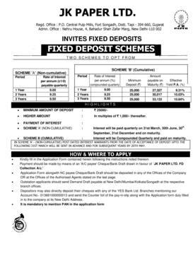 JK Paper Ltd Fixed Deposit Application Form