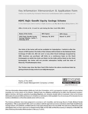 HDFC Rajiv Gandhi Equity Savings Scheme Application Form