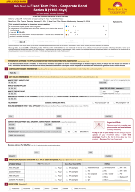 Birla Sun Life Fixed Term Plan Application Form
