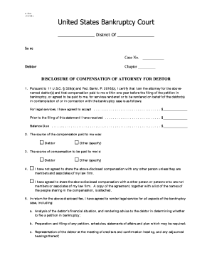 Disclosure of Compensation of Attorney for Debtor