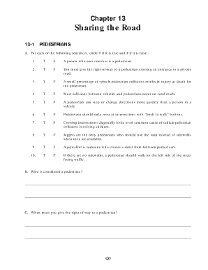 Driver's Education Pedestrian and Bicycle Safety Quiz