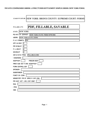 Novixus api - INFANTS COMPROMISE ORDER A STRUCTURED SETTLEMENT SIMPLE ORDER (NEW YORK FORM). NEW YORK: BRONX COUNTY: SUPREME COURT: FORMS