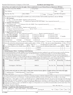 Standard Life Insurance Enrollment Form