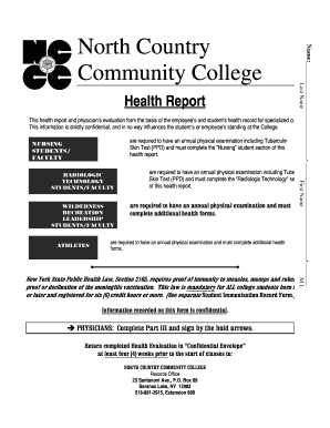 North Country Community College Health Report