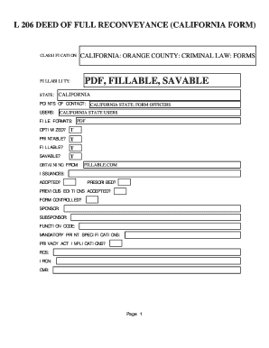 L 206 DEED OF FULL RECONVEYANCE (CALIFORNIA FORM)