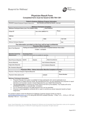 Physician Results Form