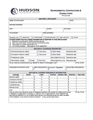 Environmental Contractors and Consultants Application