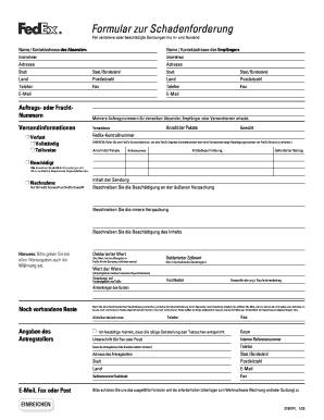 Formular zur Schadenforderung