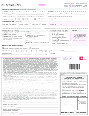 2013 Canadian Breast Cancer Foundation Participation Form