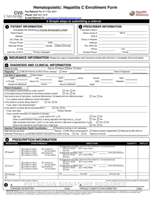 Hematopoietic Hepatitis C Enrollment Form