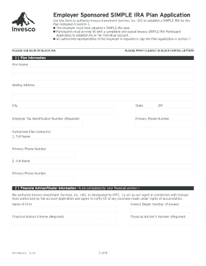 Invesco Employer Sponsored SIMPLE IRA Plan Application (PDF)