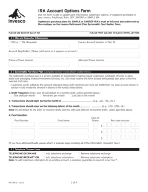 IRA Account Options Form