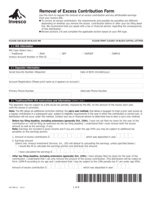 Invesco IRA Excess Contribution Removal Form