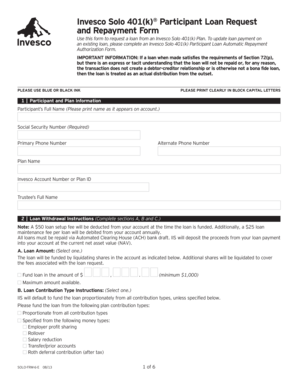 Invesco Solo 401(k) Participant Loan Request Form