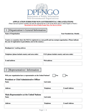 Application Form for Non-Governmental Organizations