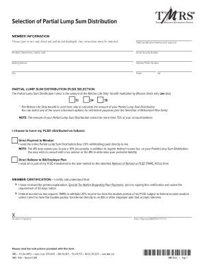 Texas Municipal Retirement System Partial Lump Sum Distribution Form
