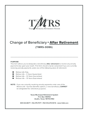 Change of Beneficiary After Retirement Form