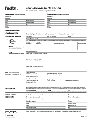 Formulario de Reclamación de FedEx