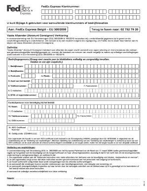 Vaste Afzender (Account Consignor) Verklaring