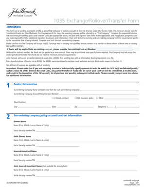 1035 Exchange/Rollover/Transfer Form