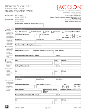 Variable and Fixed Annuity Application