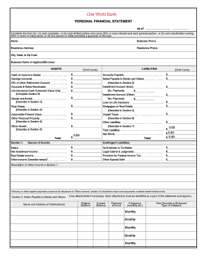 Personal Financial Statement Form